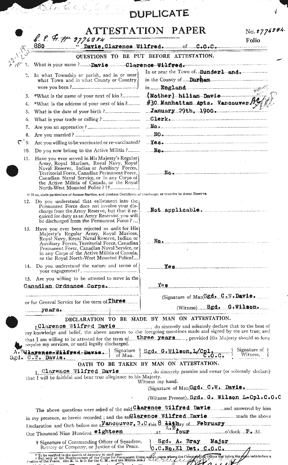 Personnel Records of the First World War - CEF 278817a