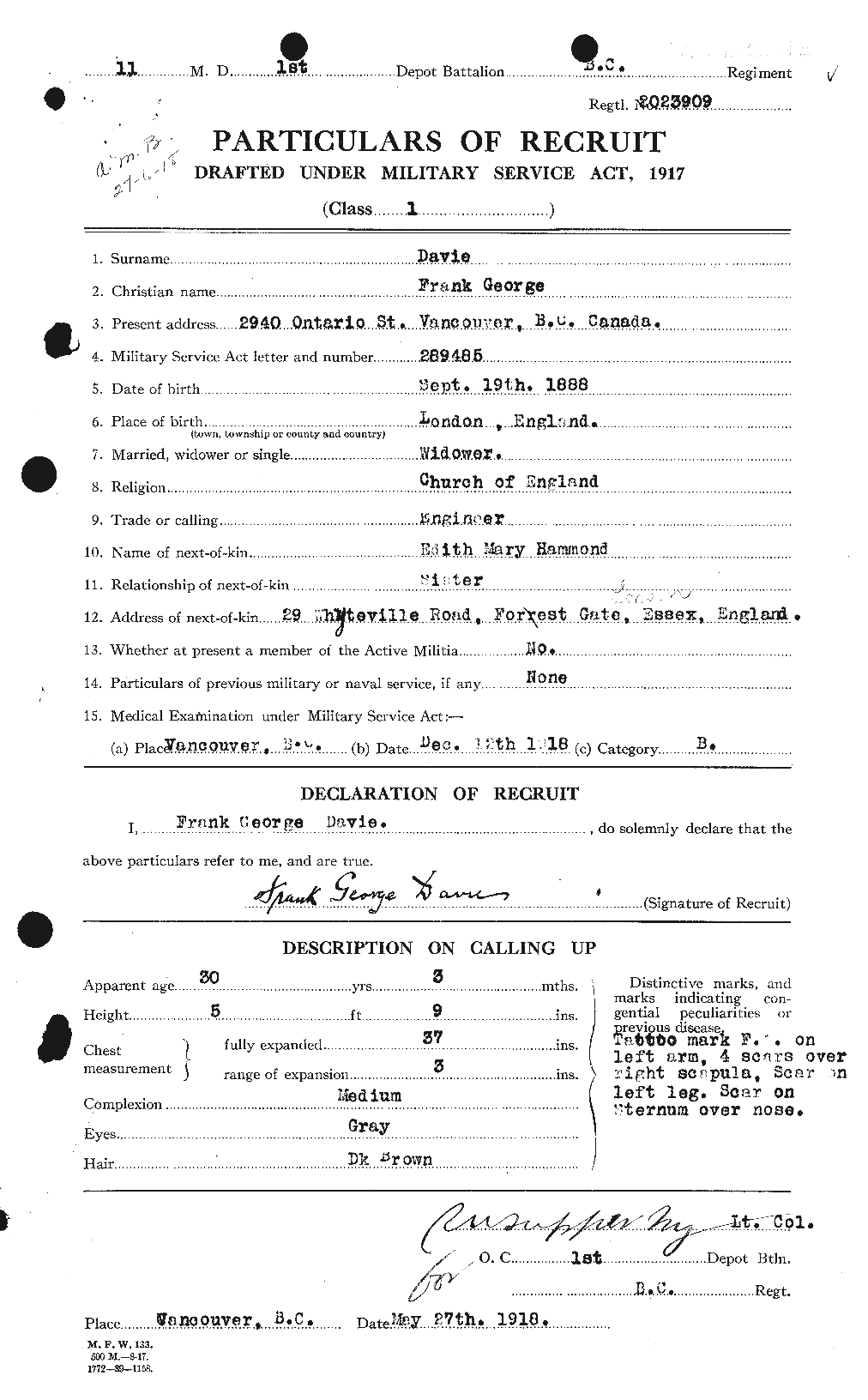 Personnel Records of the First World War - CEF 278822a