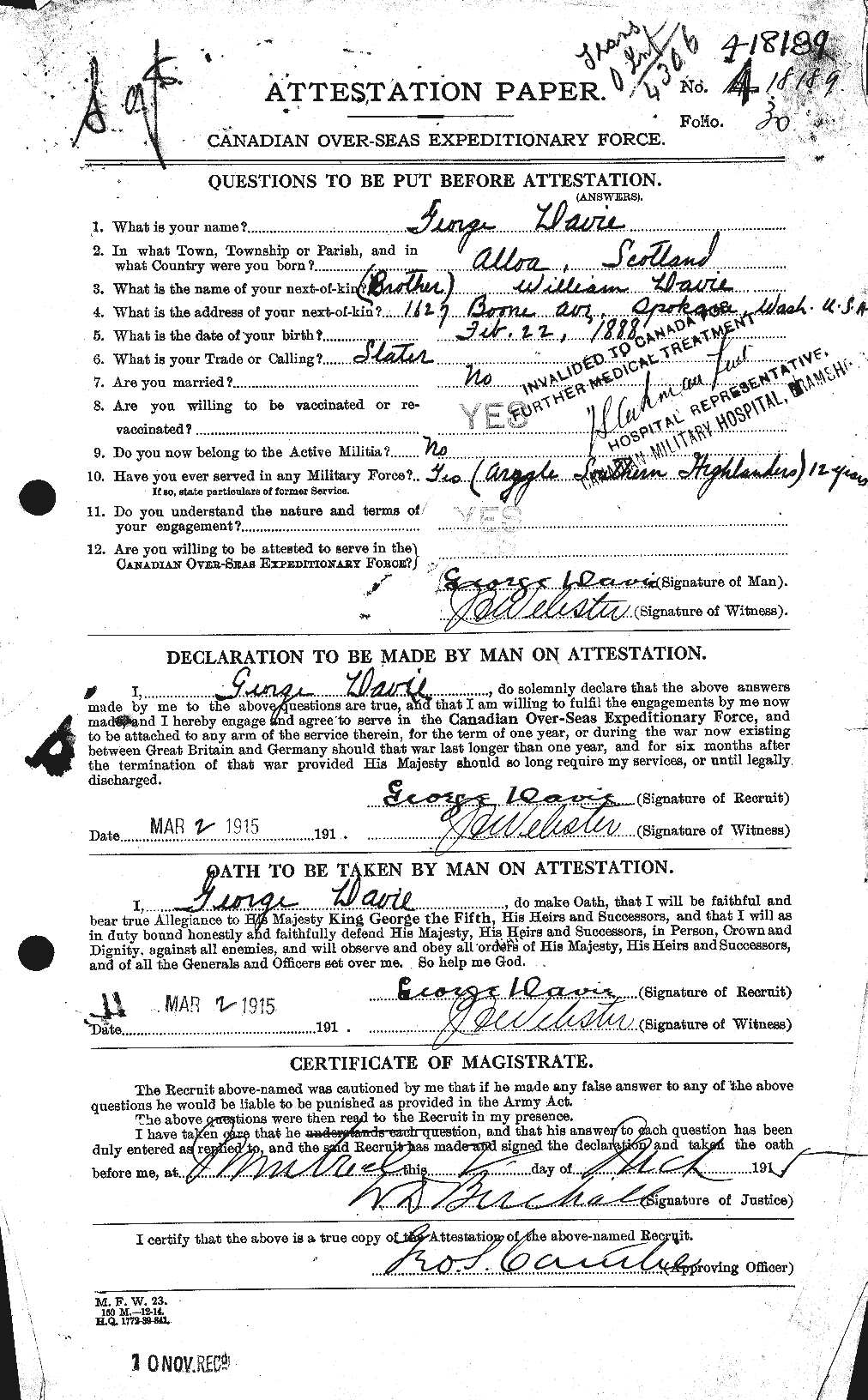 Personnel Records of the First World War - CEF 278823a