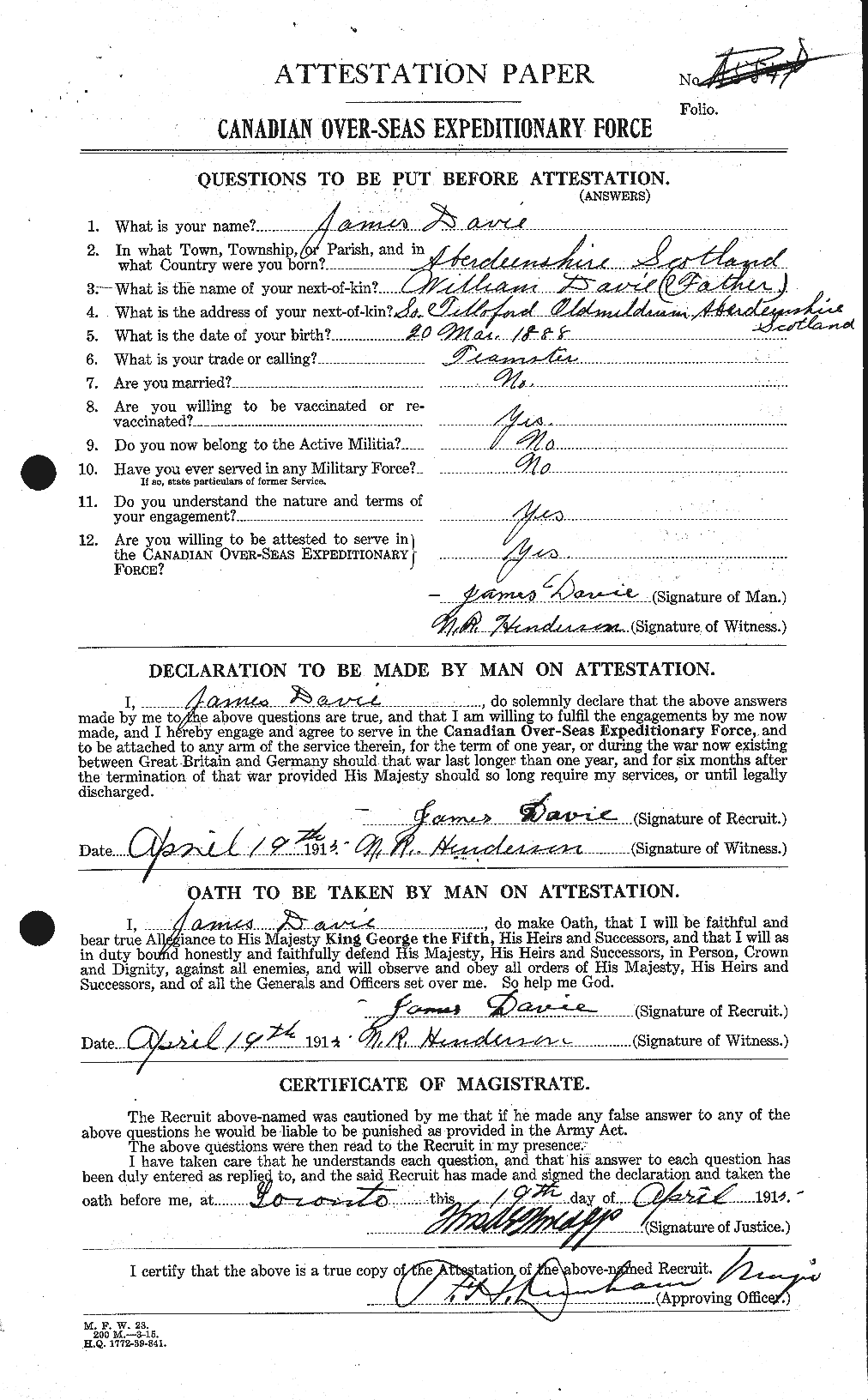 Personnel Records of the First World War - CEF 278829a