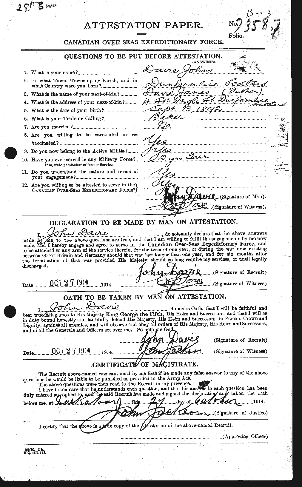 Personnel Records of the First World War - CEF 278839a