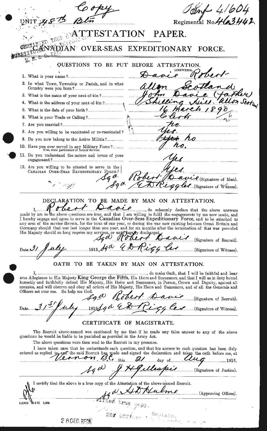 Personnel Records of the First World War - CEF 278842a