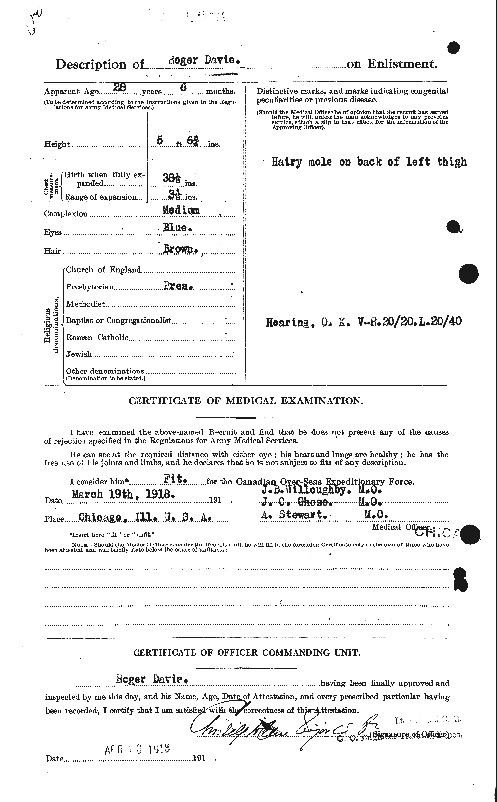 Dossiers du Personnel de la Première Guerre mondiale - CEC 278845b