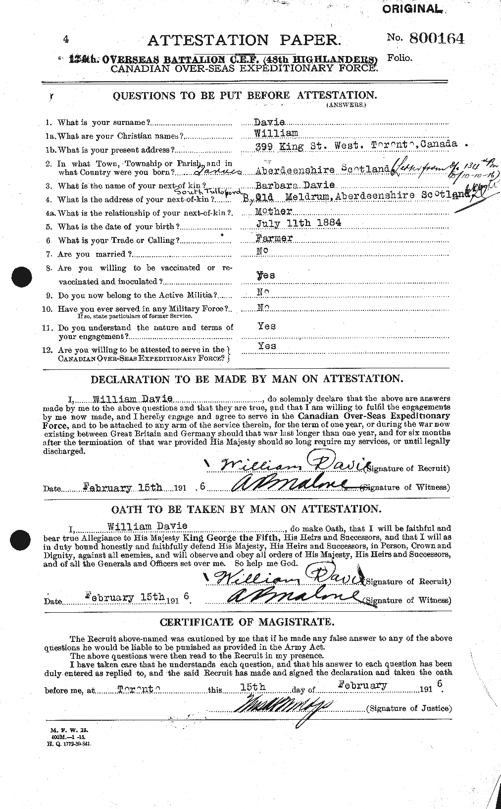 Personnel Records of the First World War - CEF 278849a