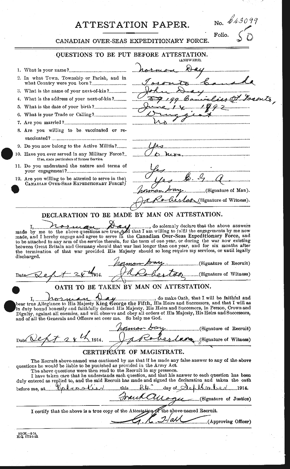 Personnel Records of the First World War - CEF 283454a