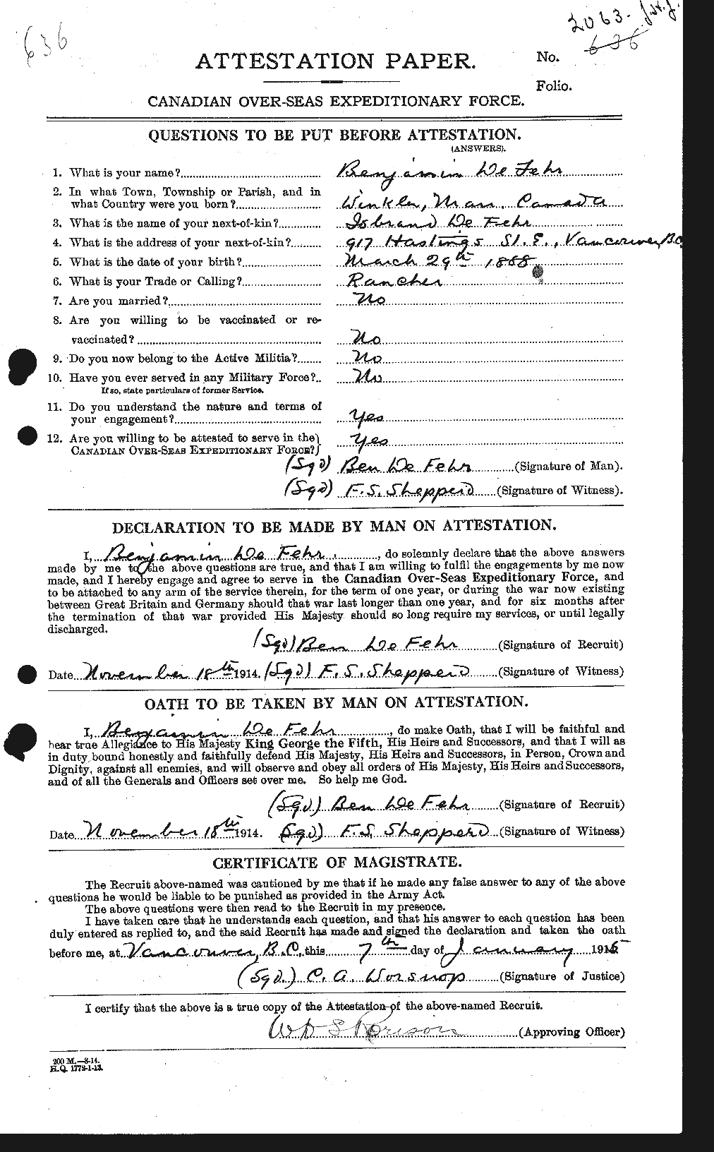 Personnel Records of the First World War - CEF 285840a