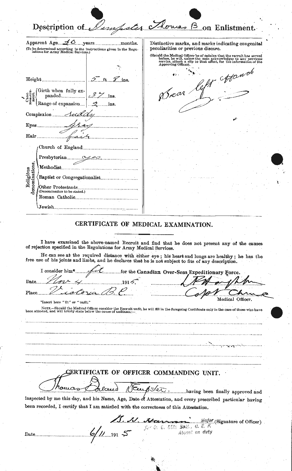 Dossiers du Personnel de la Première Guerre mondiale - CEC 286977b