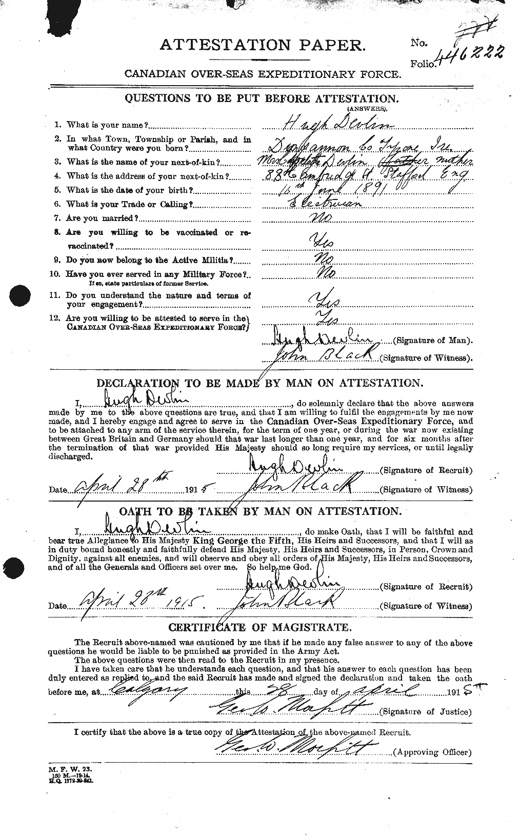 Personnel Records of the First World War - CEF 292184a