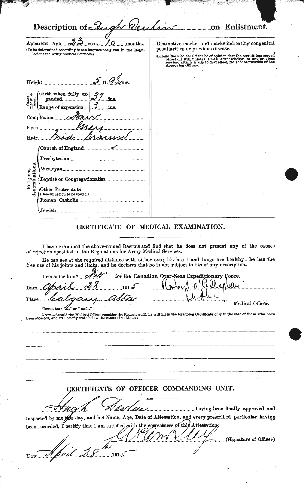 Dossiers du Personnel de la Première Guerre mondiale - CEC 292184b