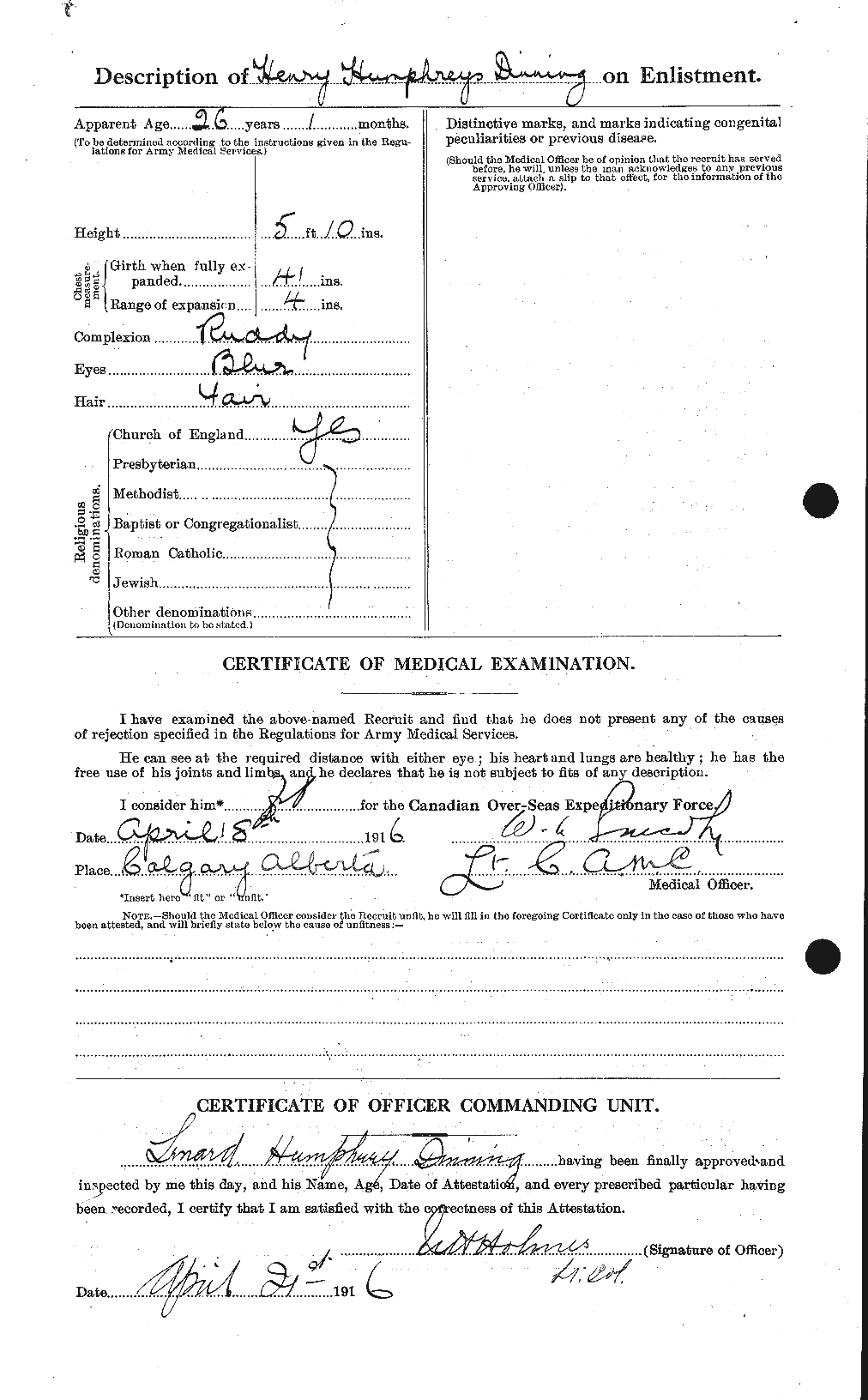 Dossiers du Personnel de la Première Guerre mondiale - CEC 292351b