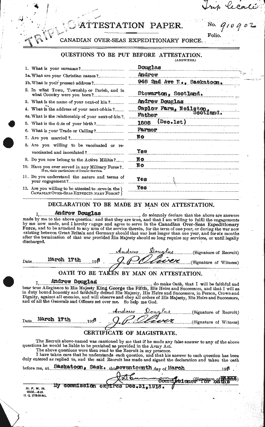 Personnel Records of the First World War - CEF 296279a