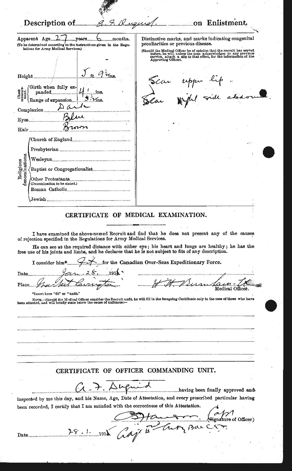 Dossiers du Personnel de la Première Guerre mondiale - CEC 301908b