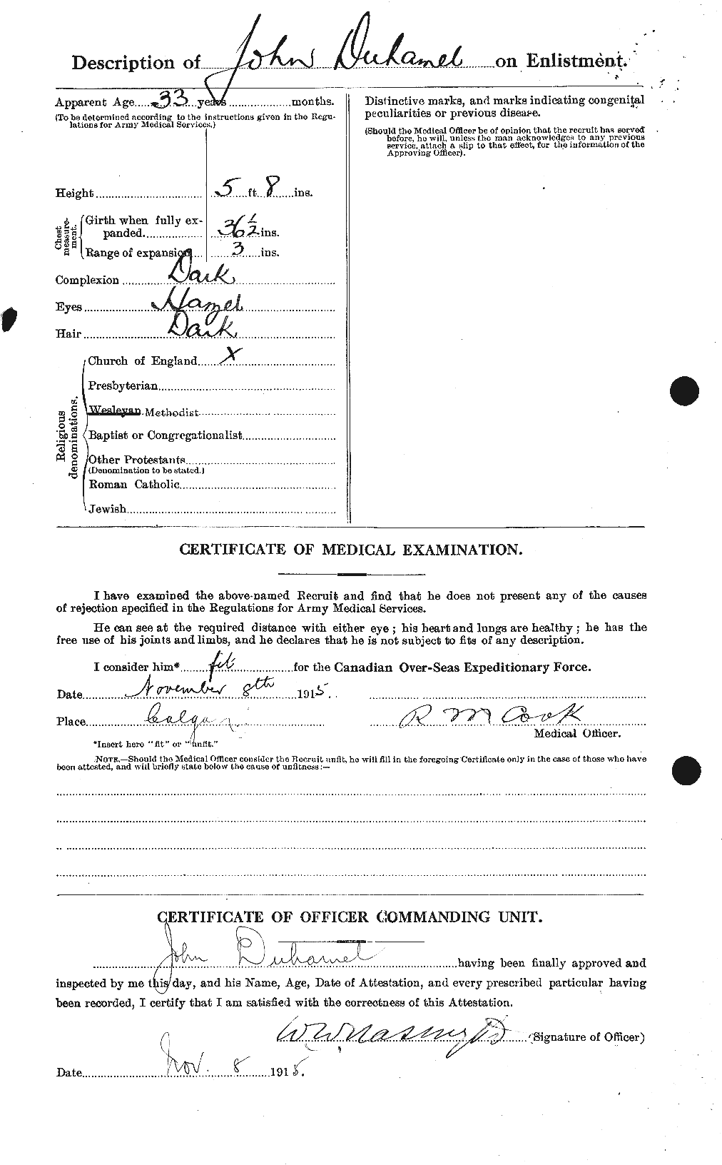 Dossiers du Personnel de la Première Guerre mondiale - CEC 301963b