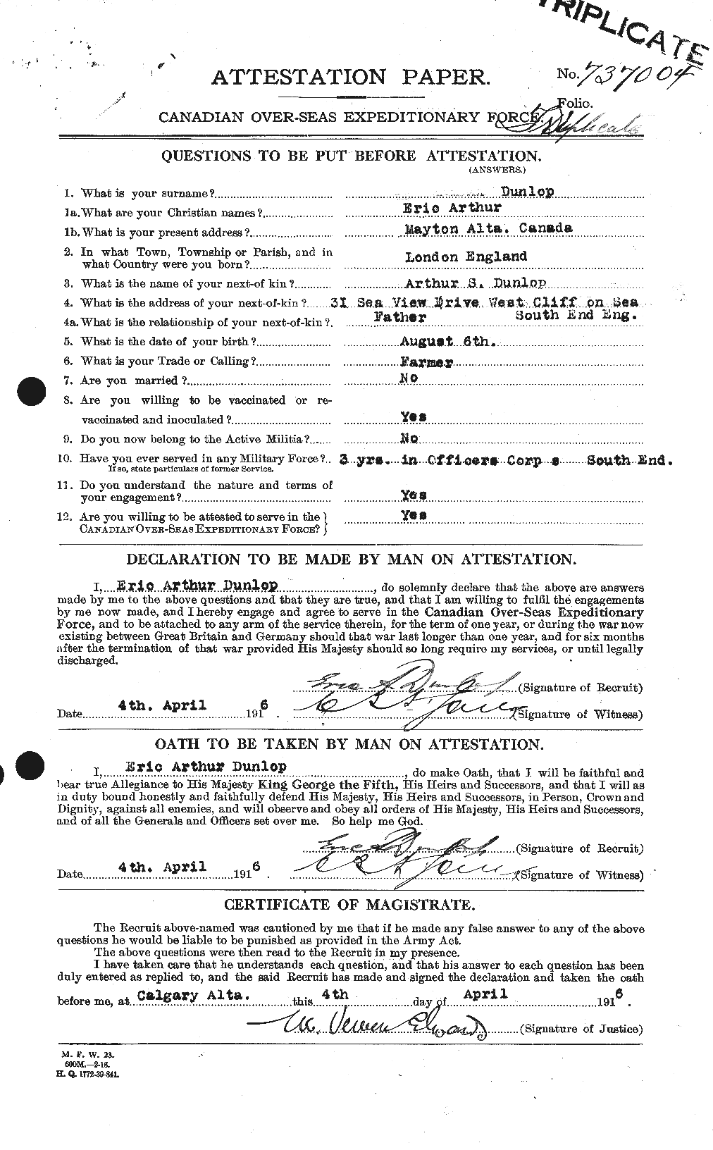 Personnel Records of the First World War - CEF 303762a