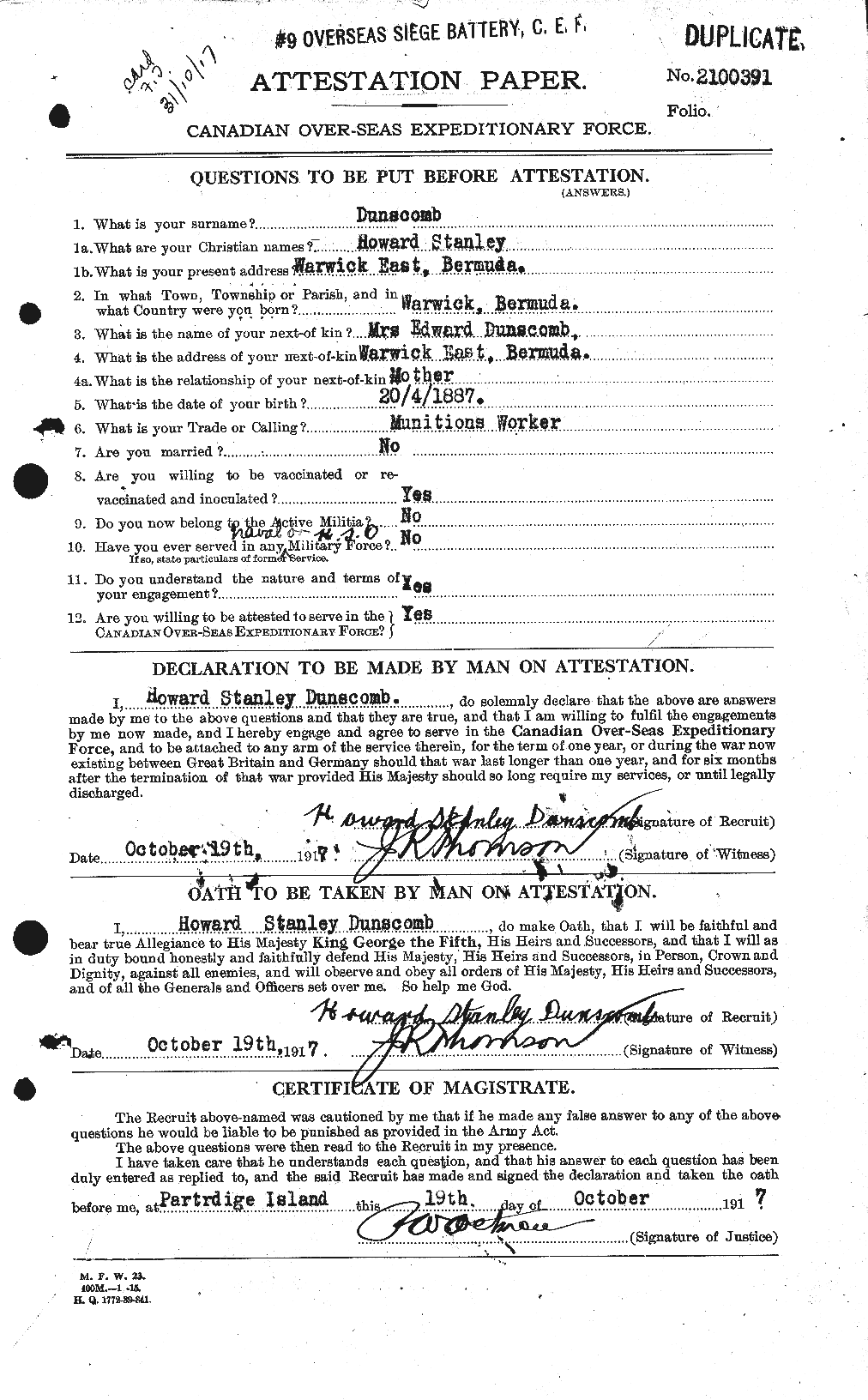 Dossiers du Personnel de la Première Guerre mondiale - CEC 304668a