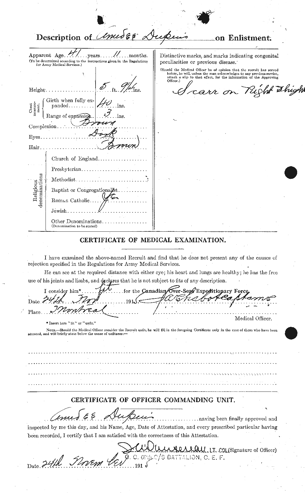 Dossiers du Personnel de la Première Guerre mondiale - CEC 306025b