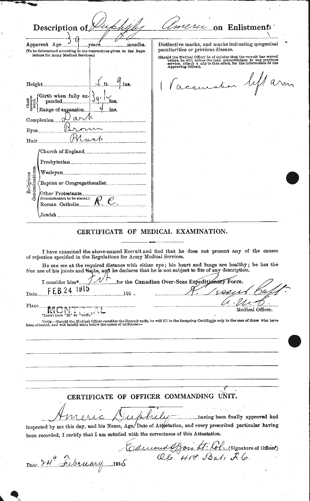 Dossiers du Personnel de la Première Guerre mondiale - CEC 306026b