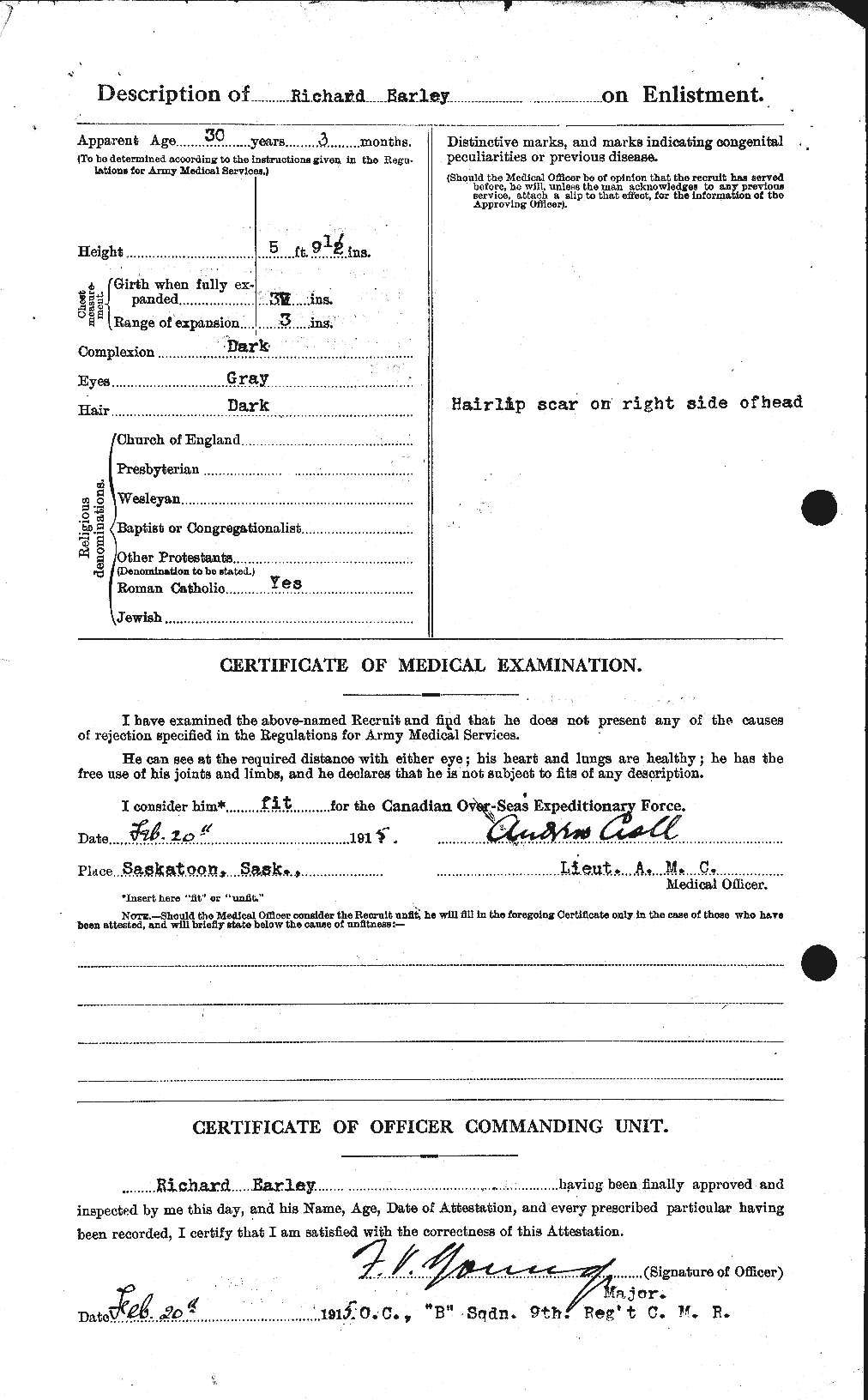 Dossiers du Personnel de la Première Guerre mondiale - CEC 307126b