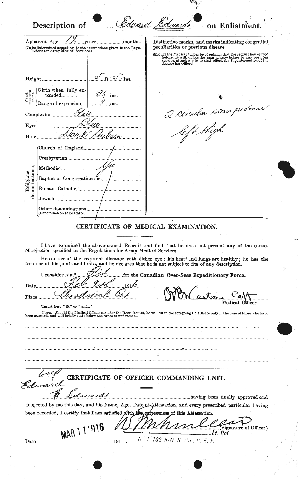 Dossiers du Personnel de la Première Guerre mondiale - CEC 307898b