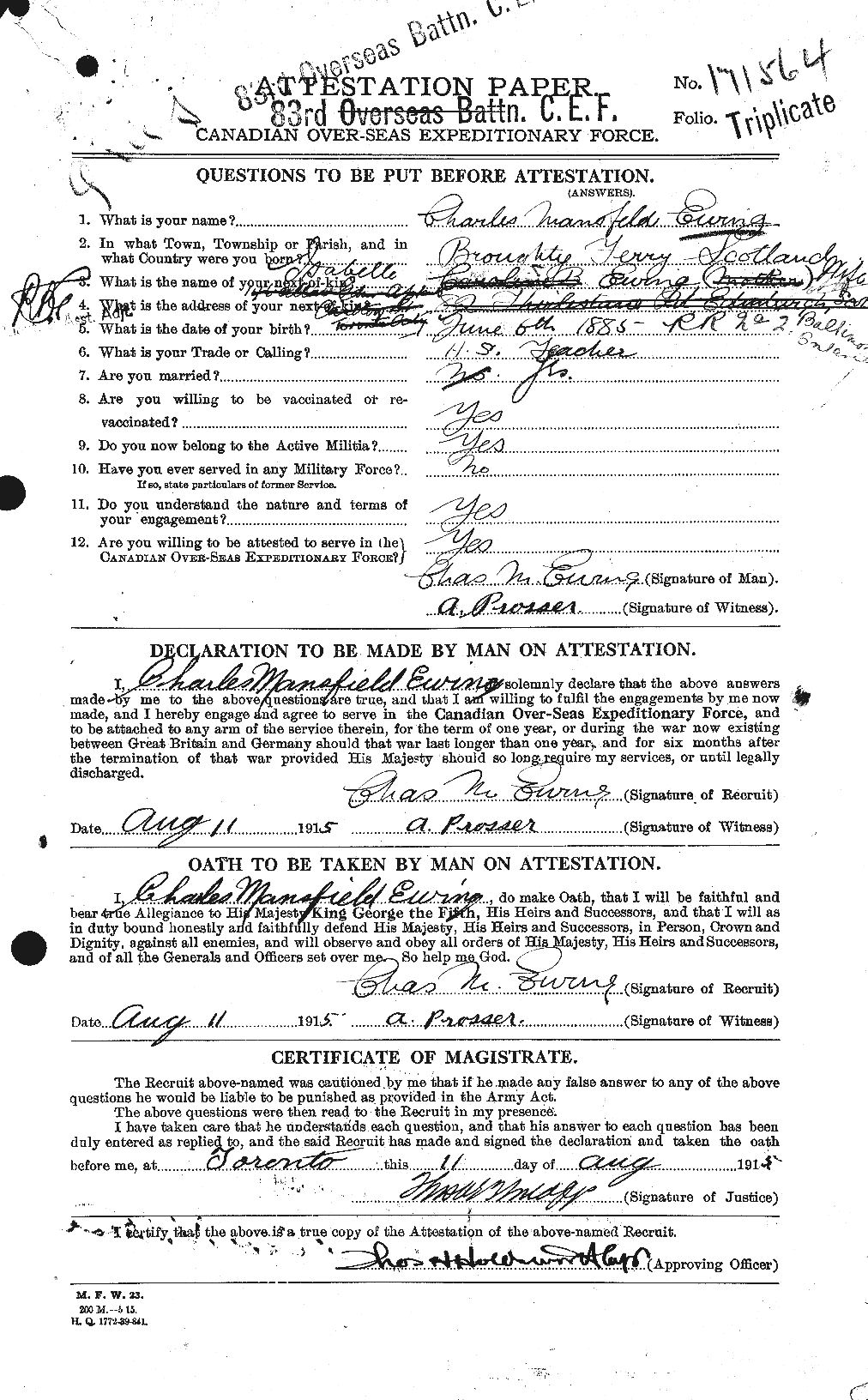 Personnel Records of the First World War - CEF 316240a