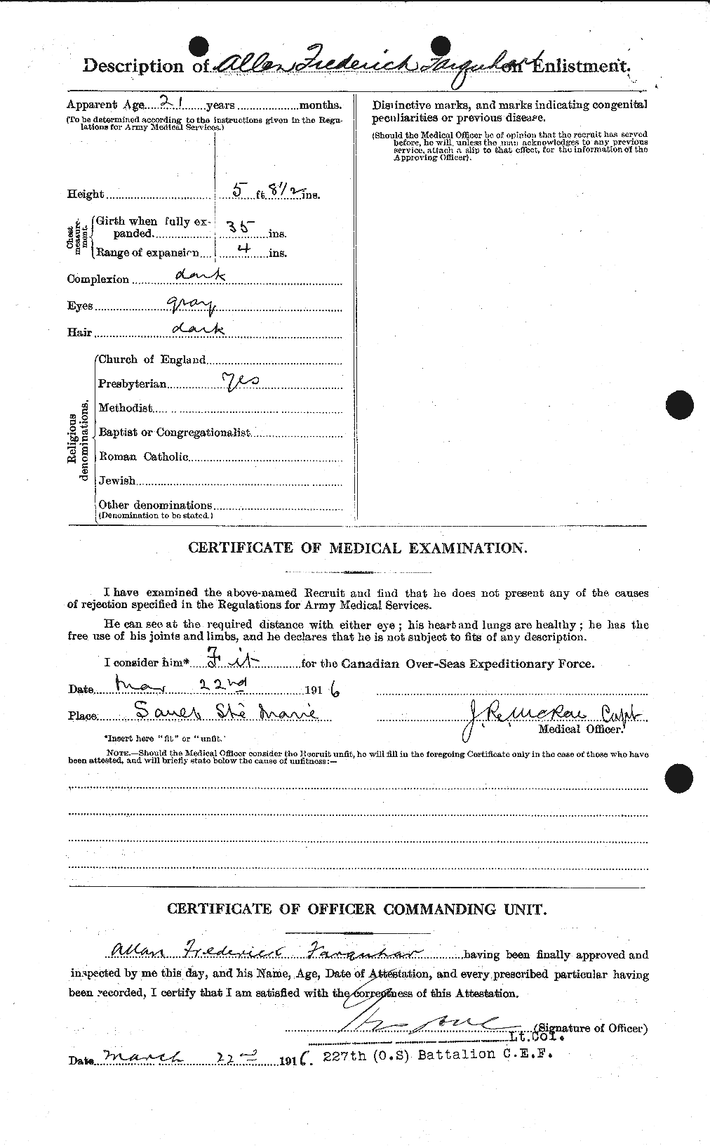 Dossiers du Personnel de la Première Guerre mondiale - CEC 318763b