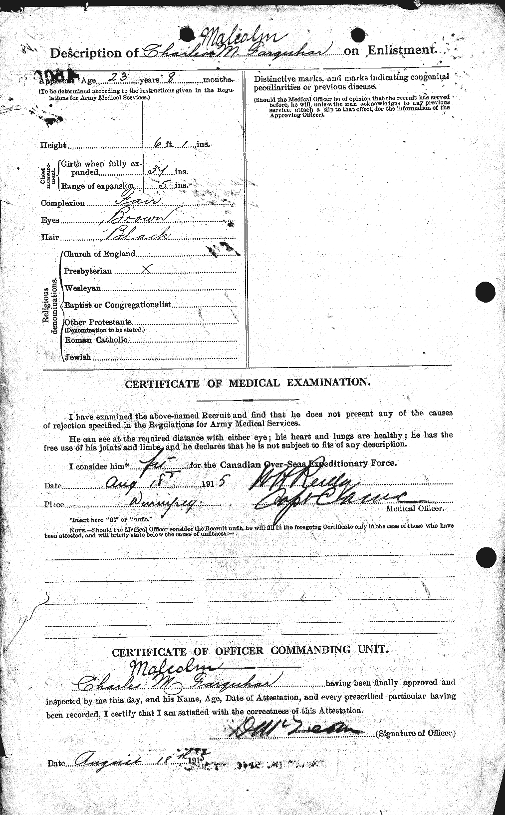 Dossiers du Personnel de la Première Guerre mondiale - CEC 318766b