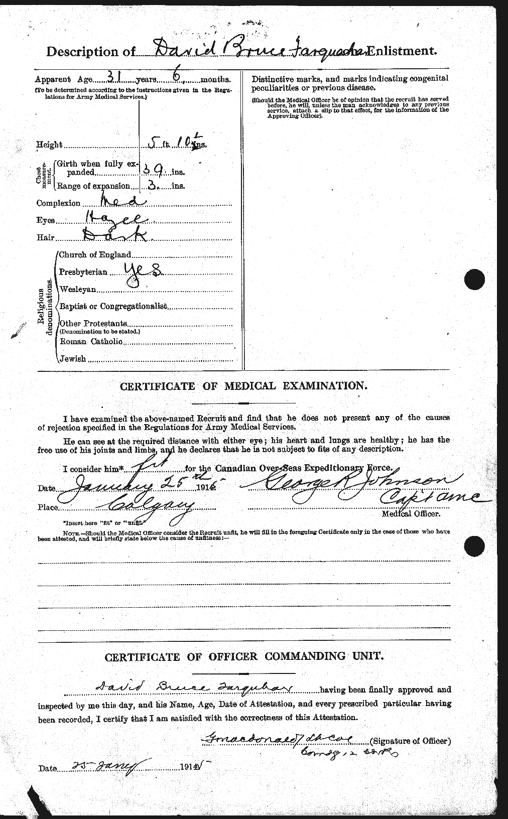 Dossiers du Personnel de la Première Guerre mondiale - CEC 318767b