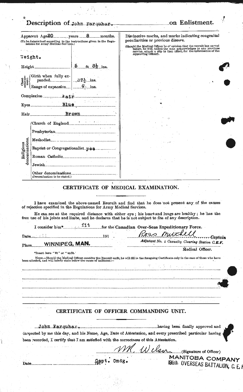Dossiers du Personnel de la Première Guerre mondiale - CEC 318782b