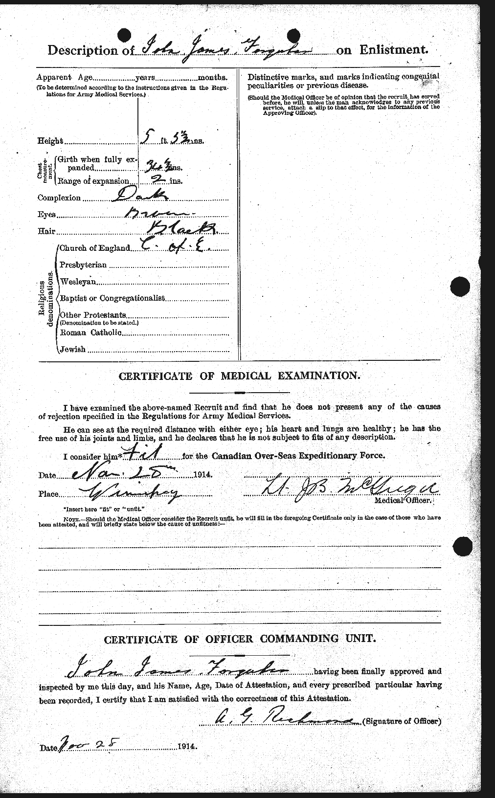 Dossiers du Personnel de la Première Guerre mondiale - CEC 318784b