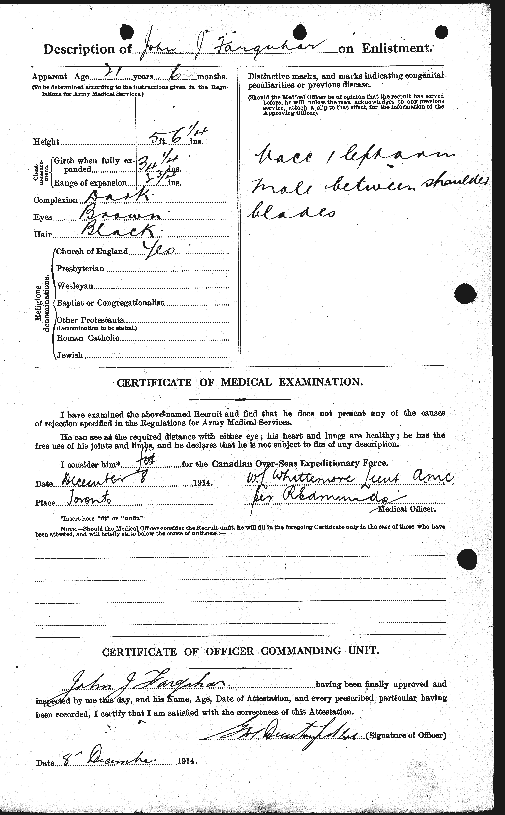 Dossiers du Personnel de la Première Guerre mondiale - CEC 318785b