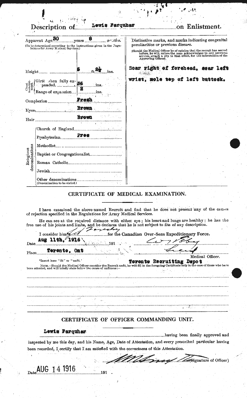 Dossiers du Personnel de la Première Guerre mondiale - CEC 318788b