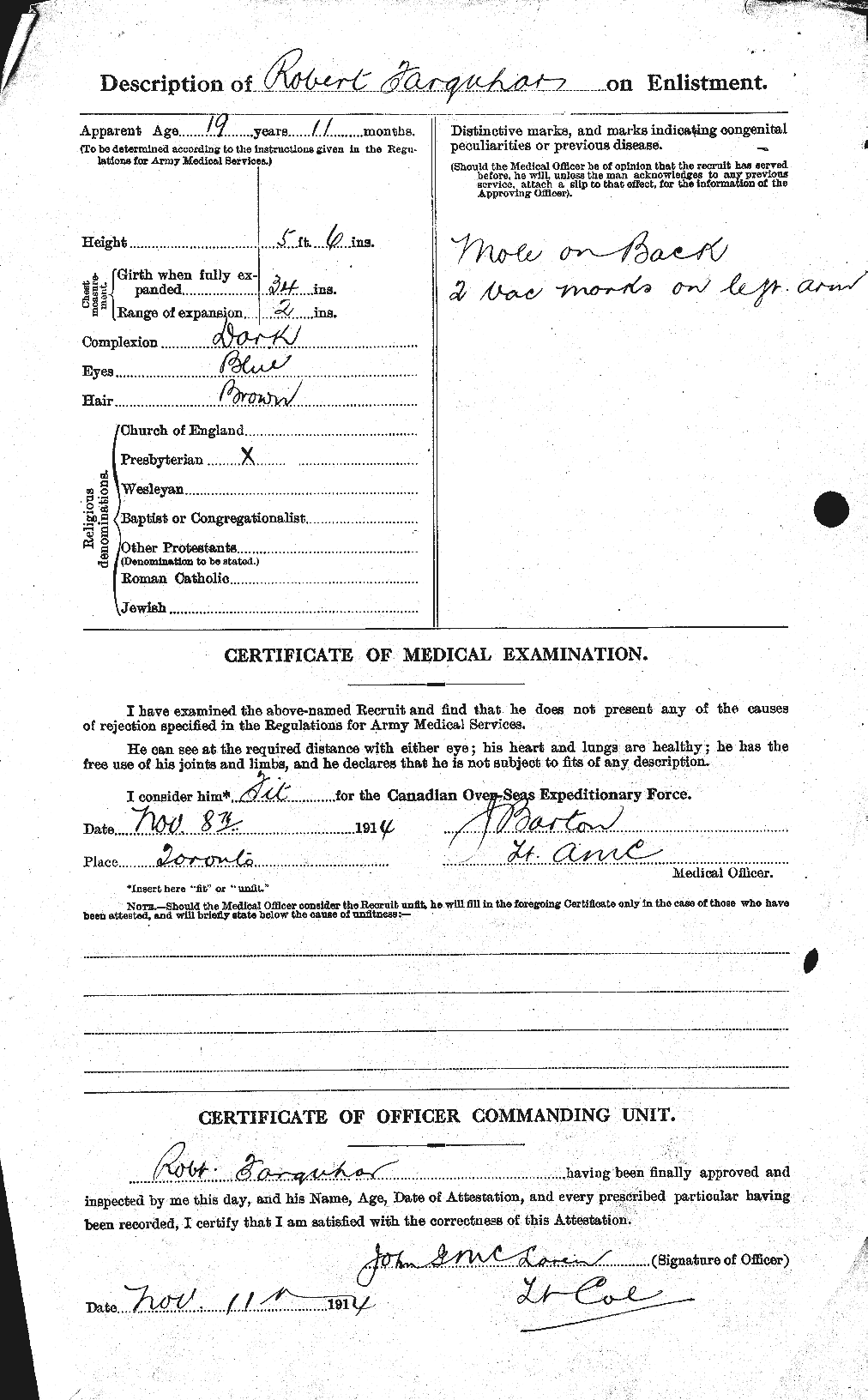 Dossiers du Personnel de la Première Guerre mondiale - CEC 318794b