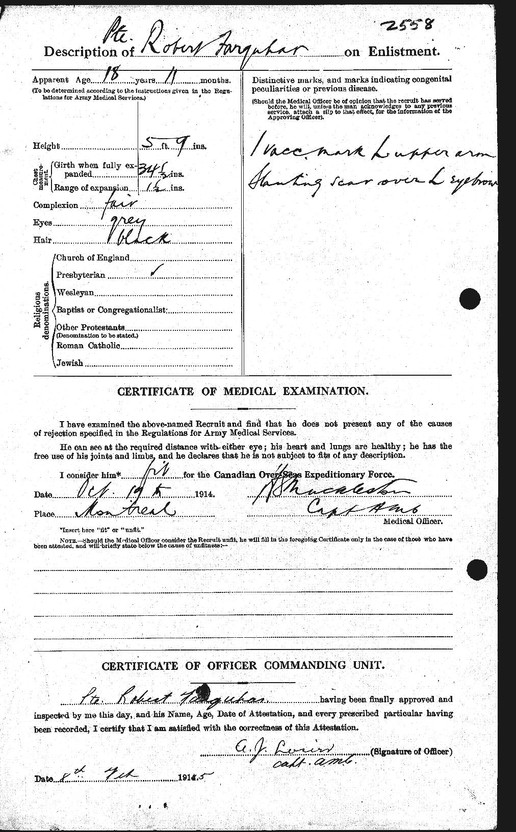Dossiers du Personnel de la Première Guerre mondiale - CEC 318795b