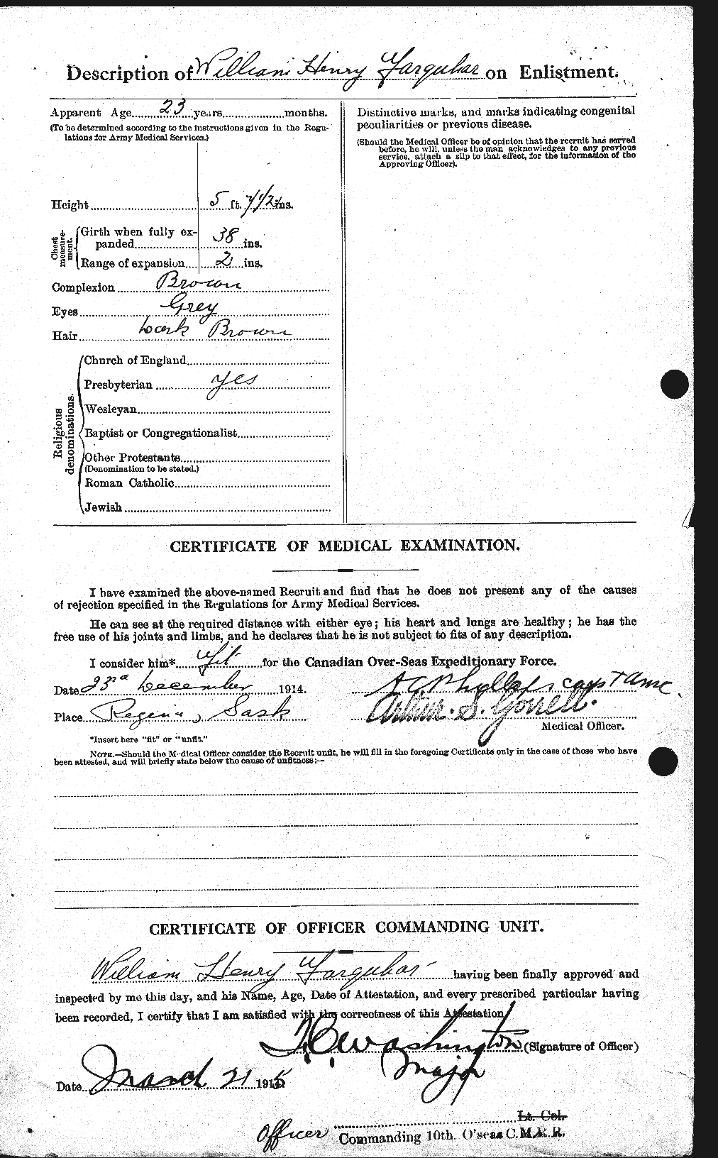 Dossiers du Personnel de la Première Guerre mondiale - CEC 319285b