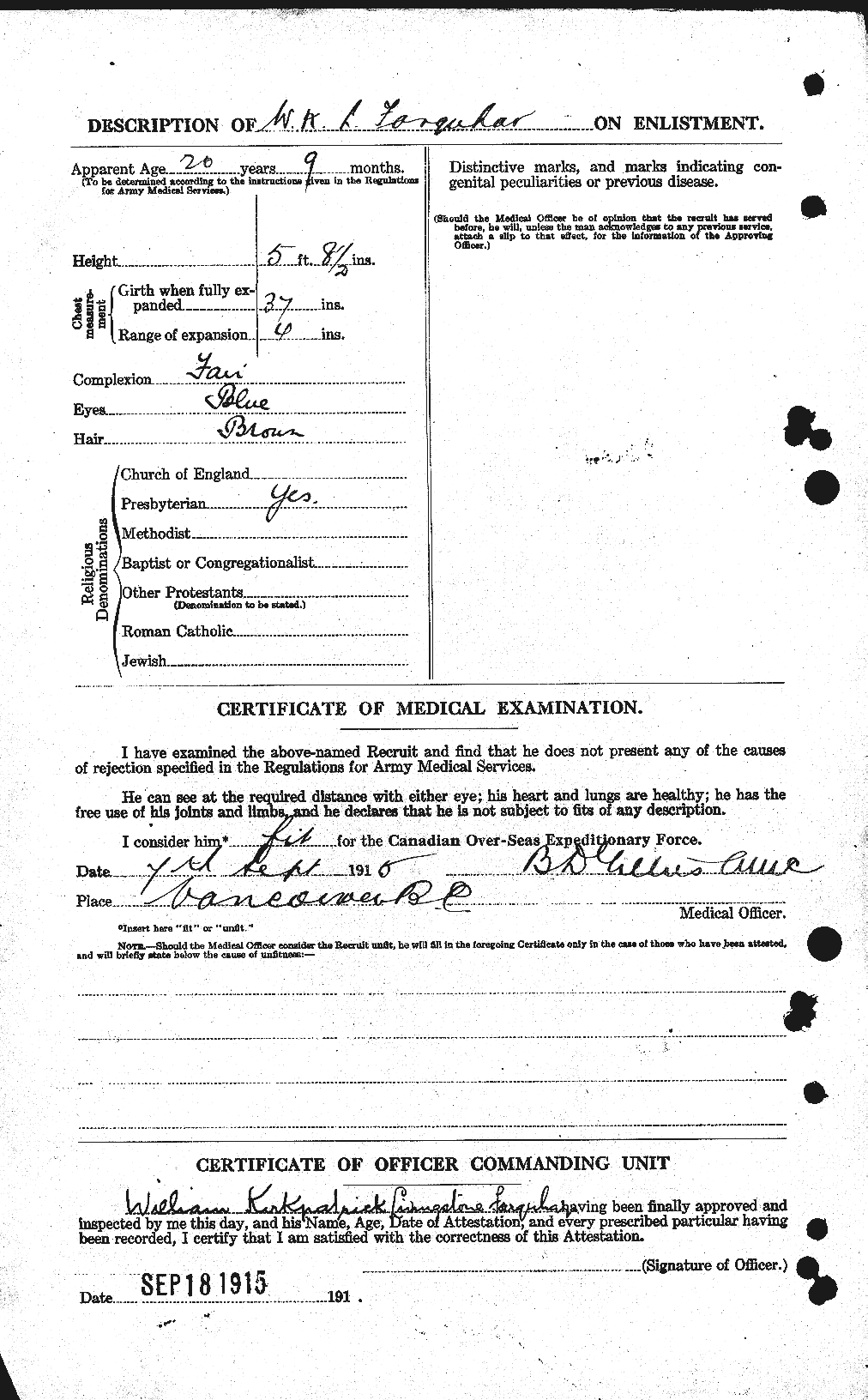 Dossiers du Personnel de la Première Guerre mondiale - CEC 319287b