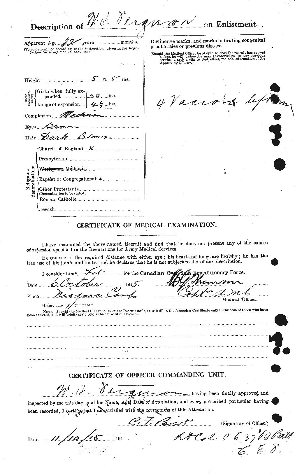 Dossiers du Personnel de la Première Guerre mondiale - CEC 322098b