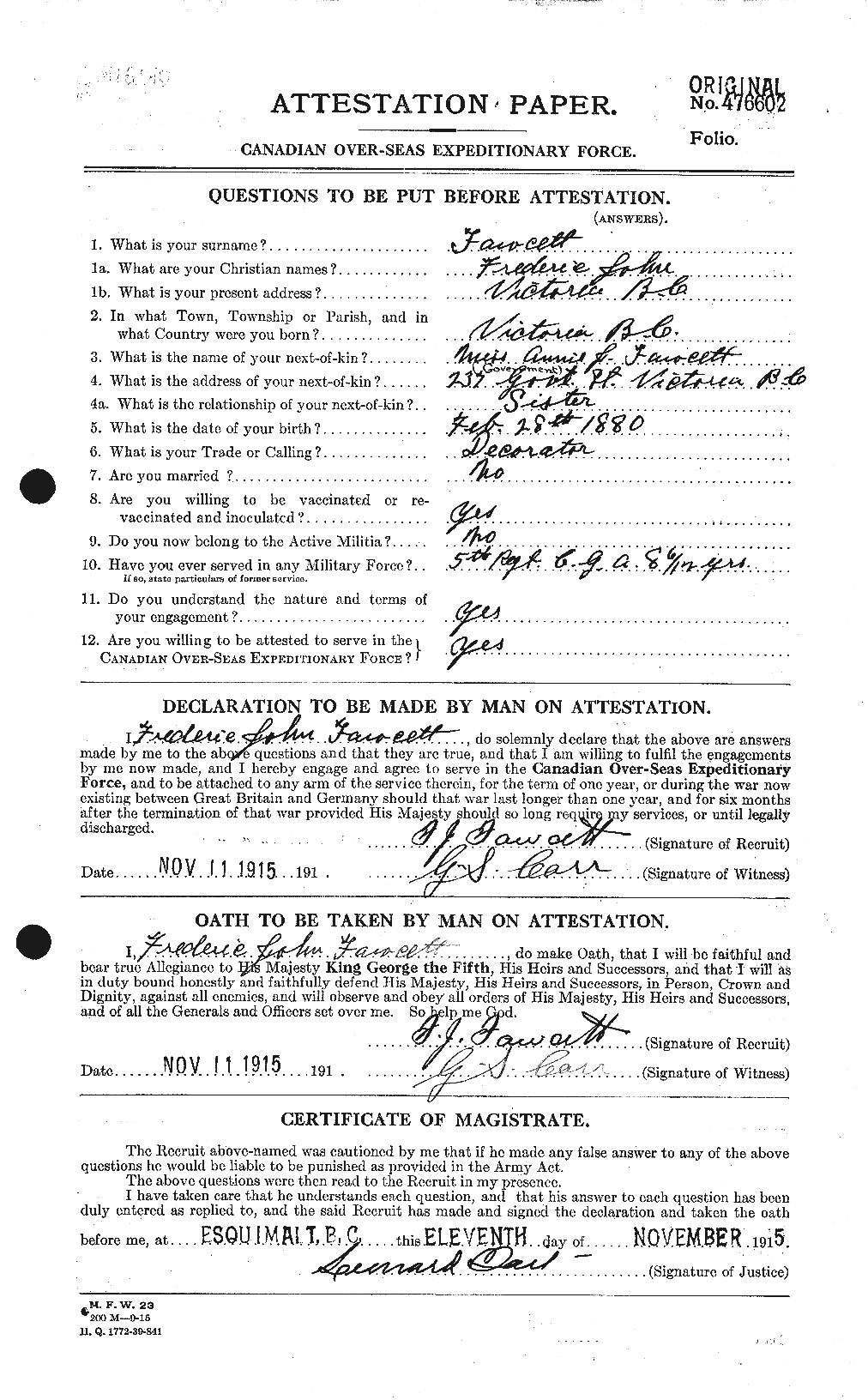 Personnel Records of the First World War - CEF 322276a