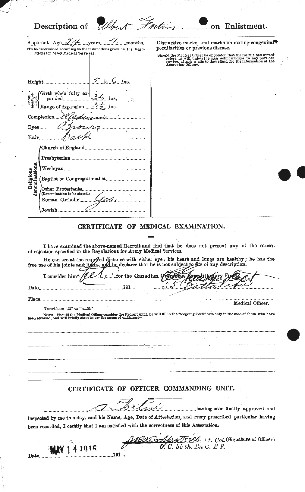 Dossiers du Personnel de la Première Guerre mondiale - CEC 333639b