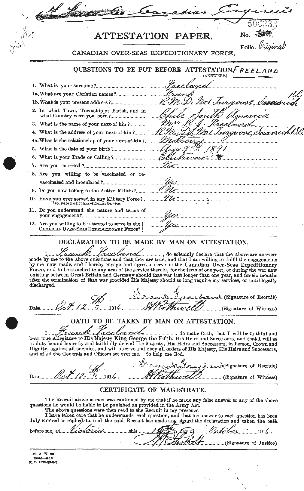 Personnel Records of the First World War - CEF 336338a