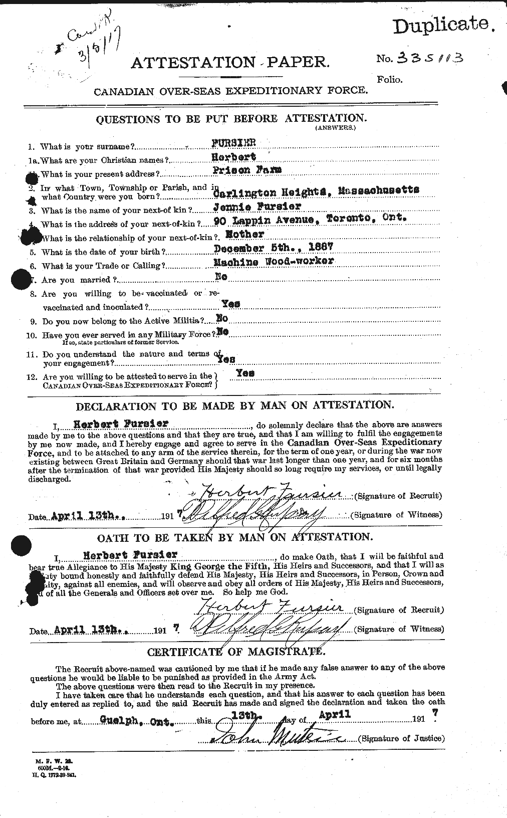Personnel Records of the First World War - CEF 337705a