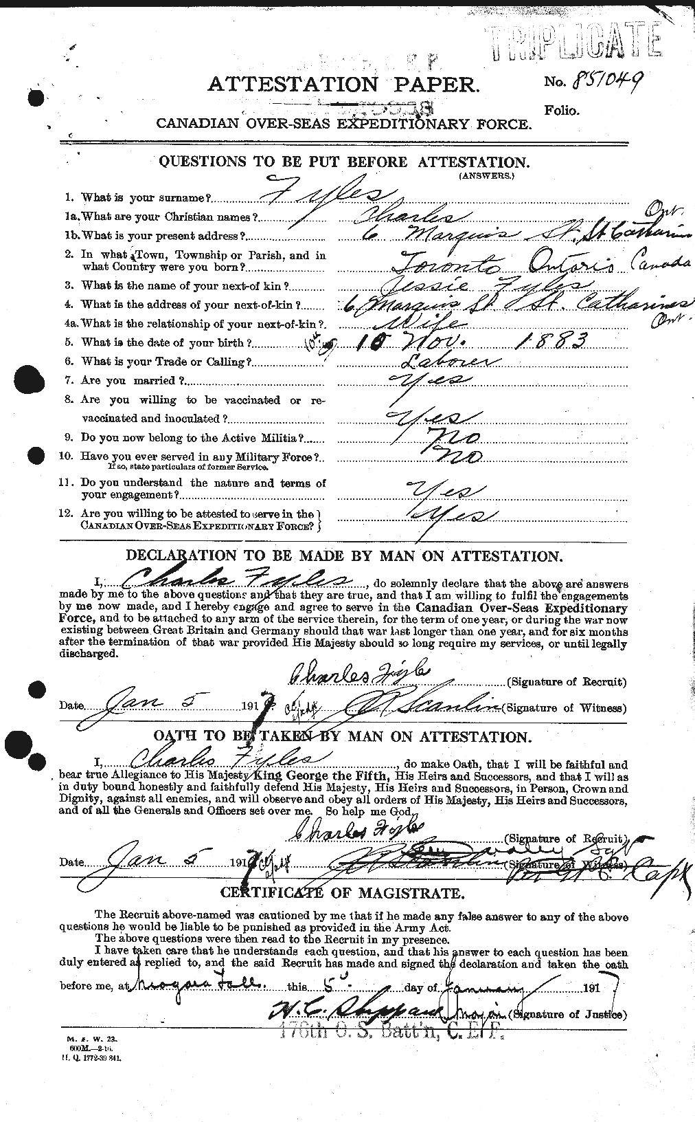 Personnel Records of the First World War - CEF 338873a