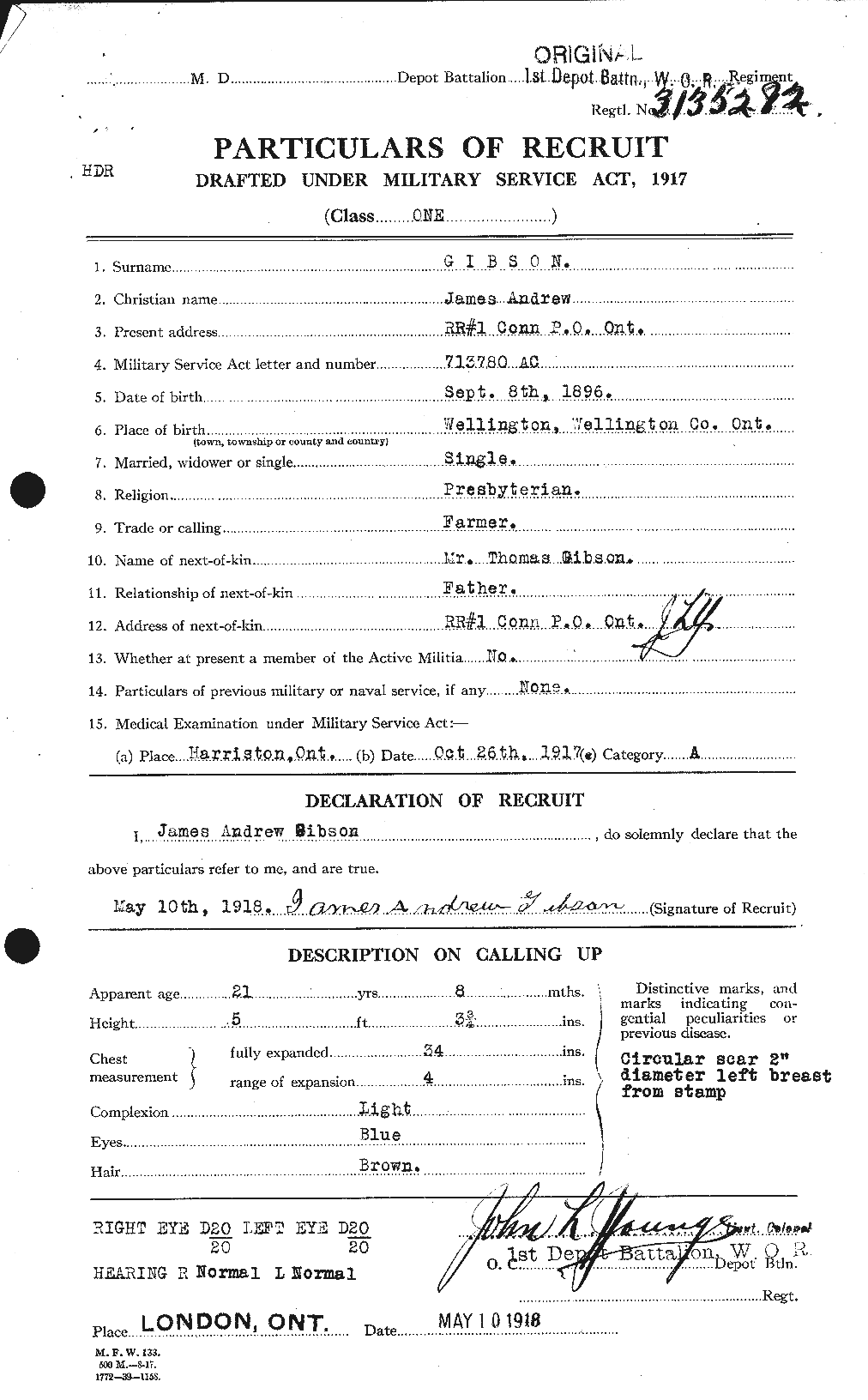 Dossiers du Personnel de la Première Guerre mondiale - CEC 348574a