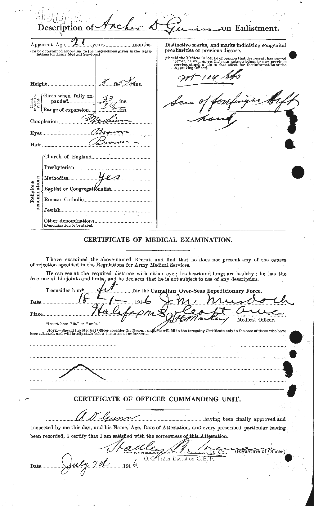 Dossiers du Personnel de la Première Guerre mondiale - CEC 368000b