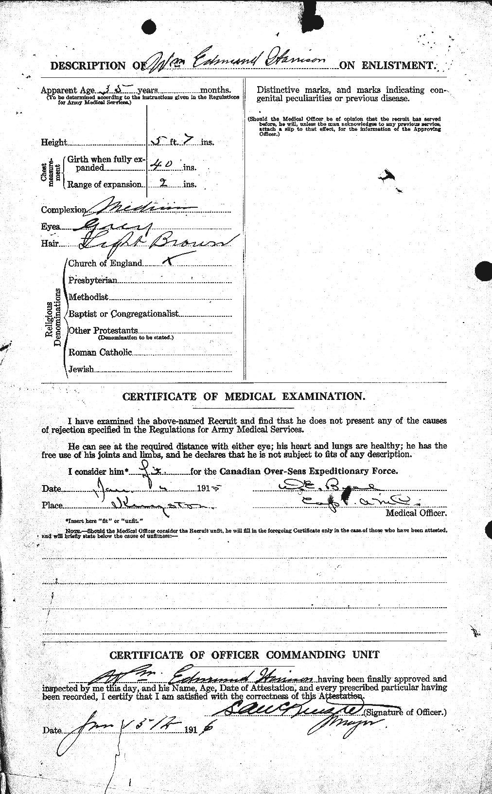 Dossiers du Personnel de la Première Guerre mondiale - CEC 379971b