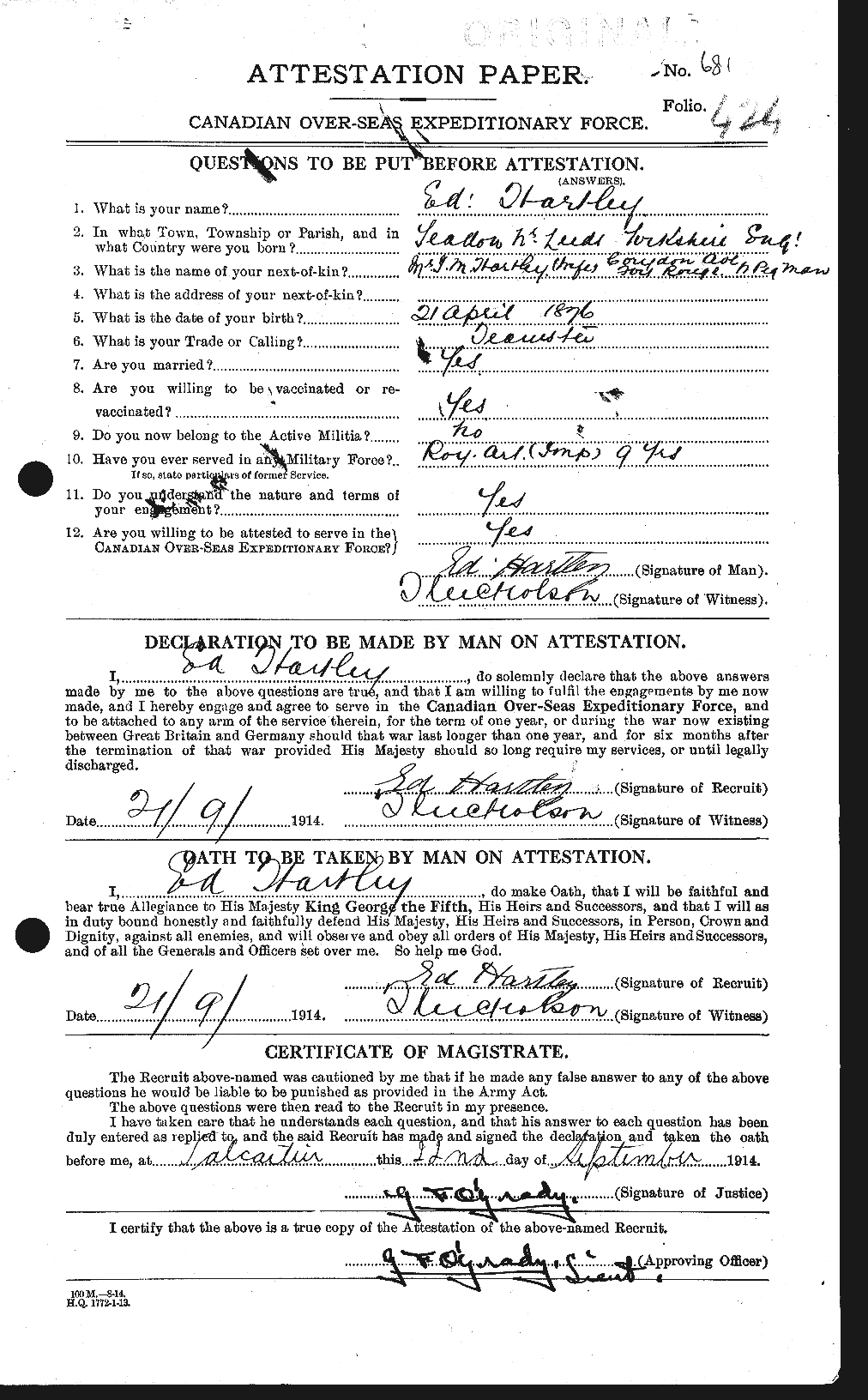 Personnel Records of the First World War - CEF 381484a