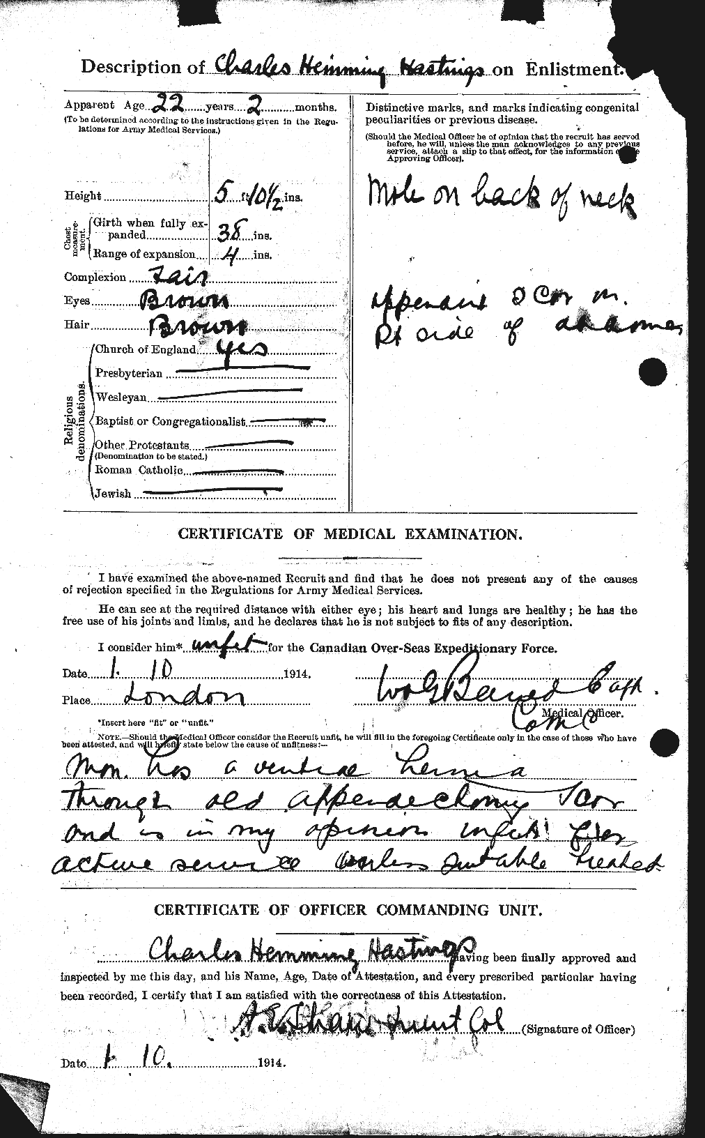 Dossiers du Personnel de la Première Guerre mondiale - CEC 387054b