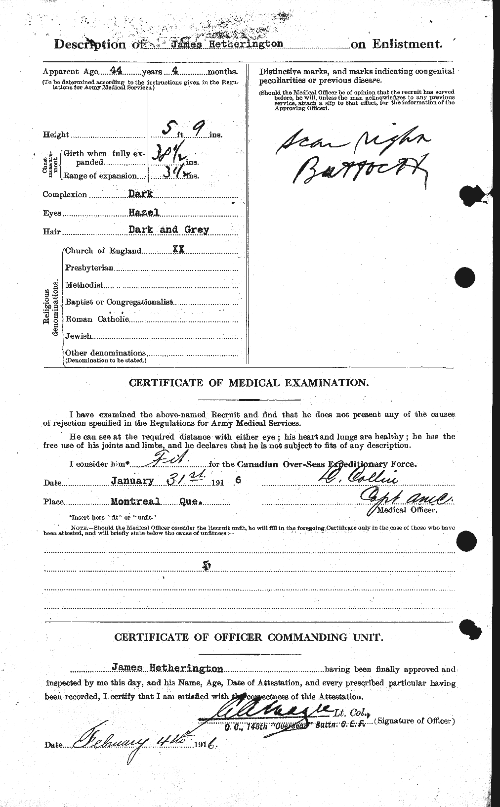 Dossiers du Personnel de la Première Guerre mondiale - CEC 390702b