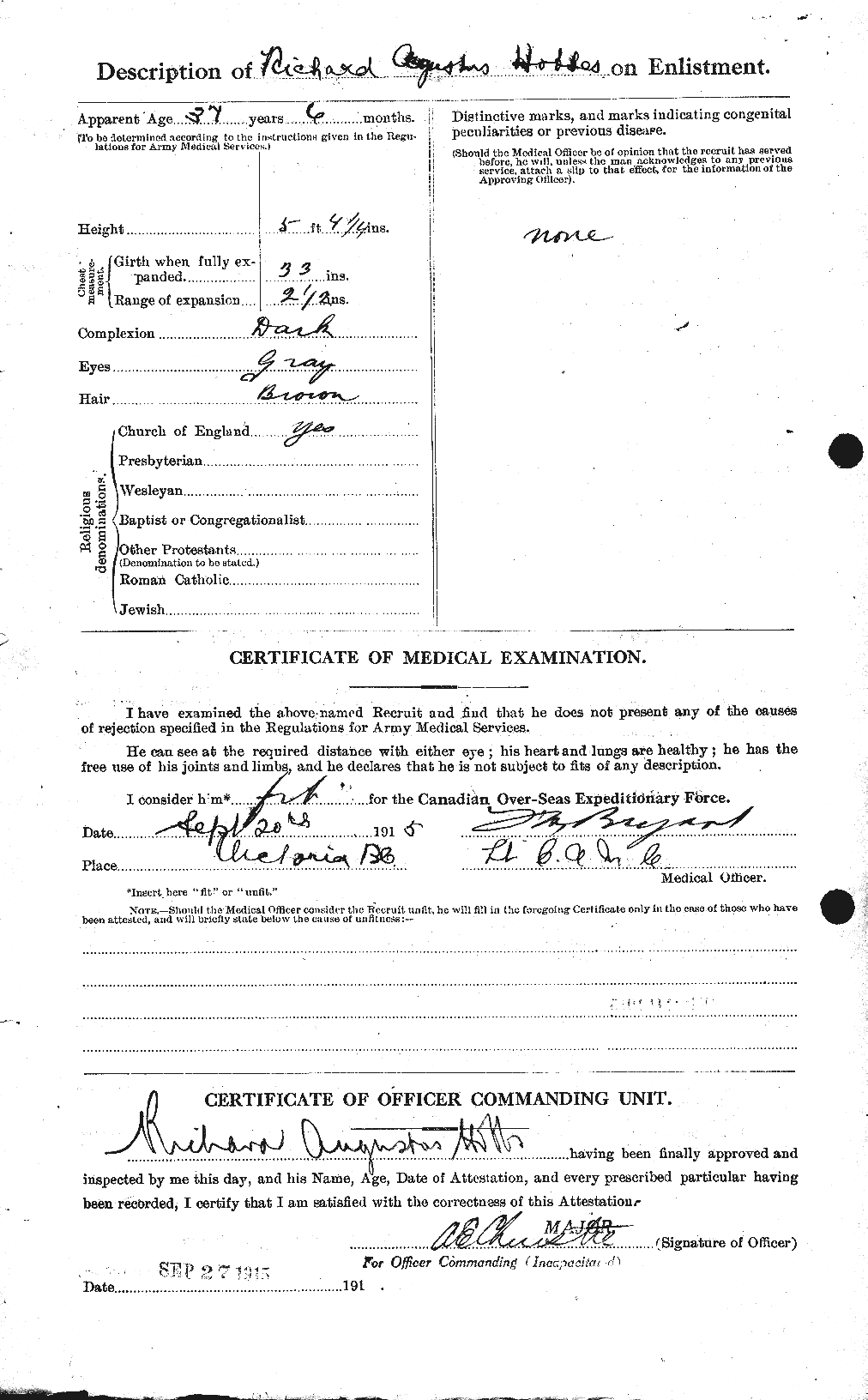 Dossiers du Personnel de la Première Guerre mondiale - CEC 394996b