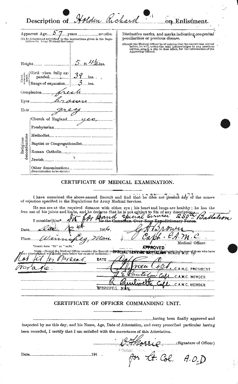 Dossiers du Personnel de la Première Guerre mondiale - CEC 398060b