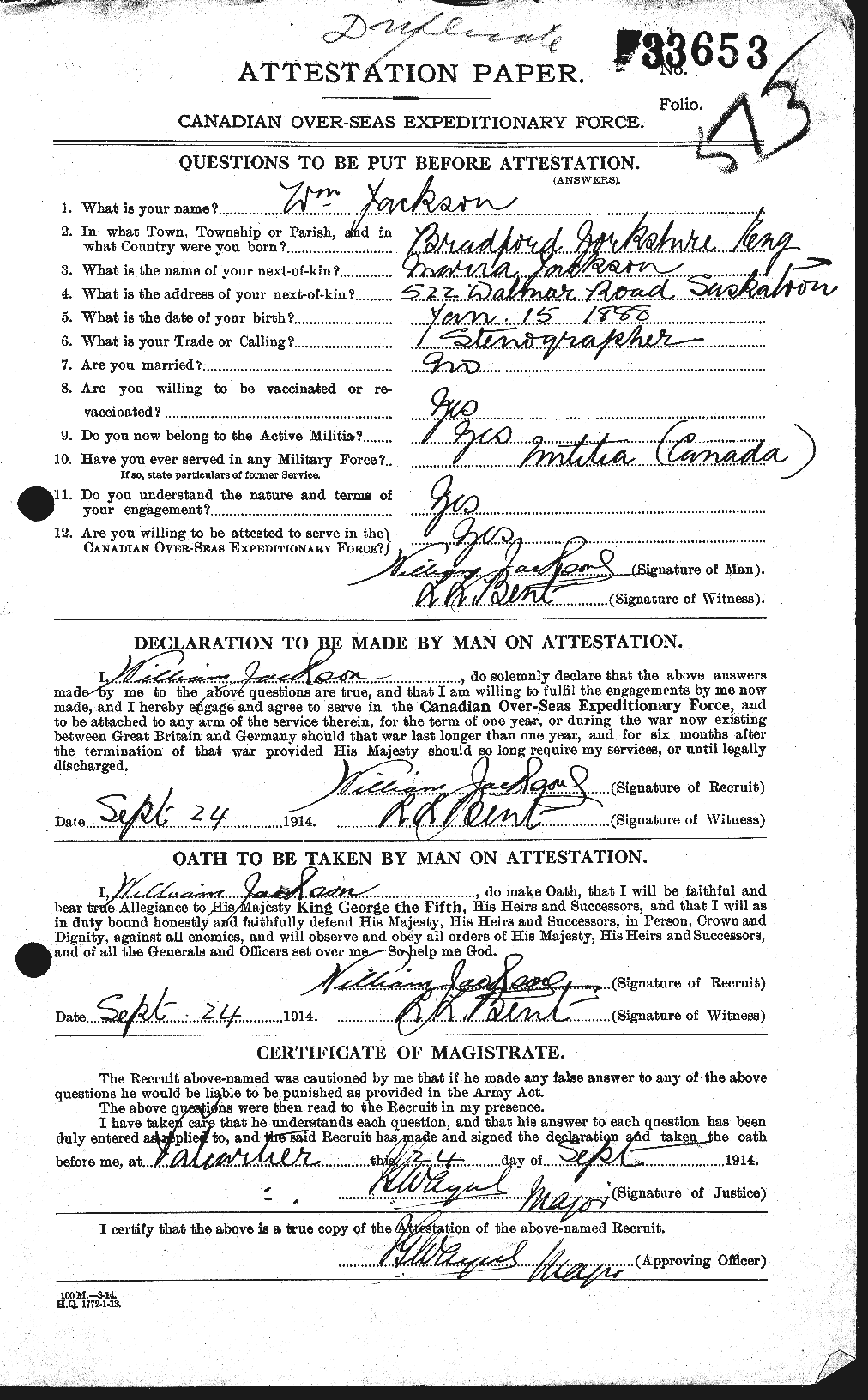 Personnel Records of the First World War - CEF 412409a